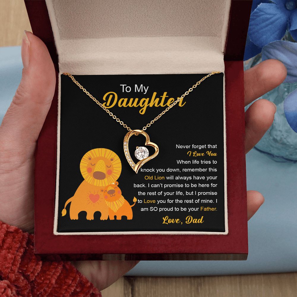 To My Daughter Gift From Dad | This Old Lion Will Always Have Your Back | Forever Love Necklace