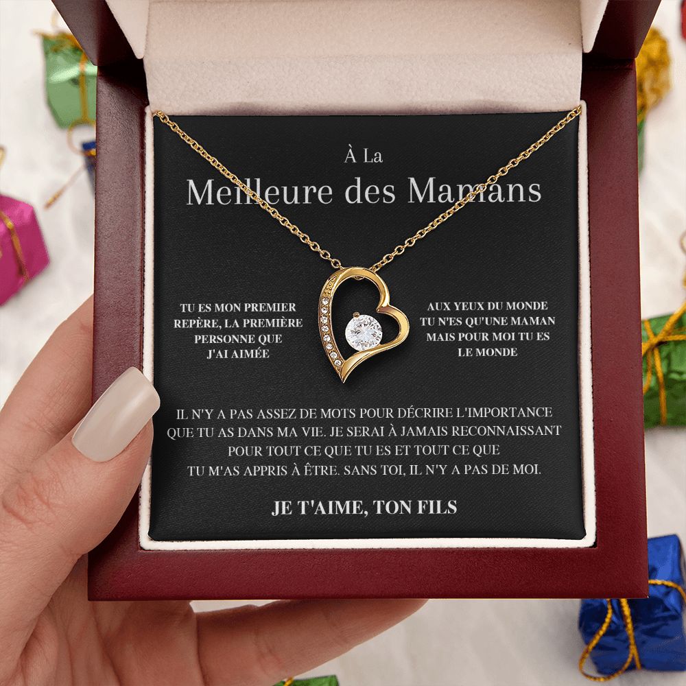 Collier Amour Éternel - À la meilleure des mamans - Je t'aime, ton fils - Cadeau pour Maman