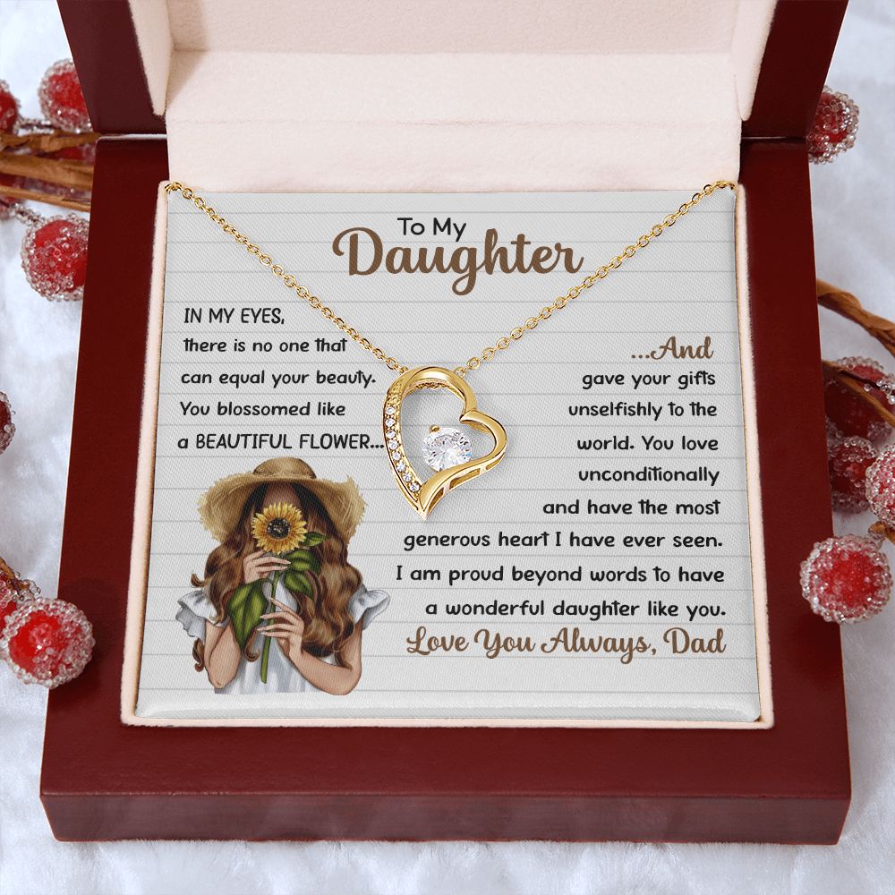 Daughter Beautiful Flower, Forever Love Necklace, Gift For Daughter From Dad, Christmas Gift Idea