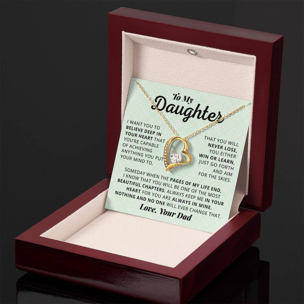 To My Daughter Believe Deep In Your Heart, Forever Love Necklace, Christmas Gift Idea For Daughter