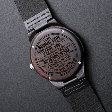 To My Bonus Son | Never Forget I Love You | Engraved Wooden Watch