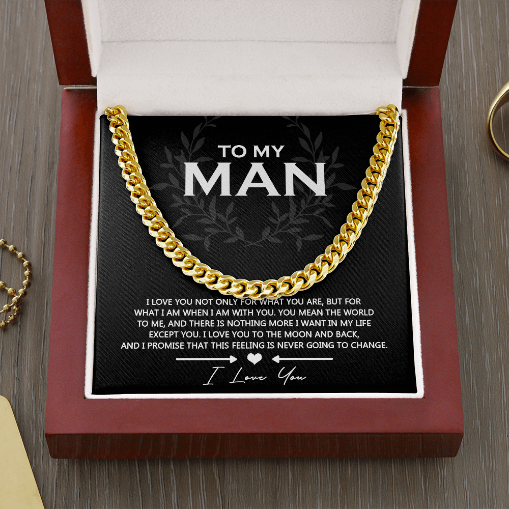To My Man Cuban Link Chain Necklace, Gift for Man, Christmas Gift for Husband, Boyfriend Gift Ideas