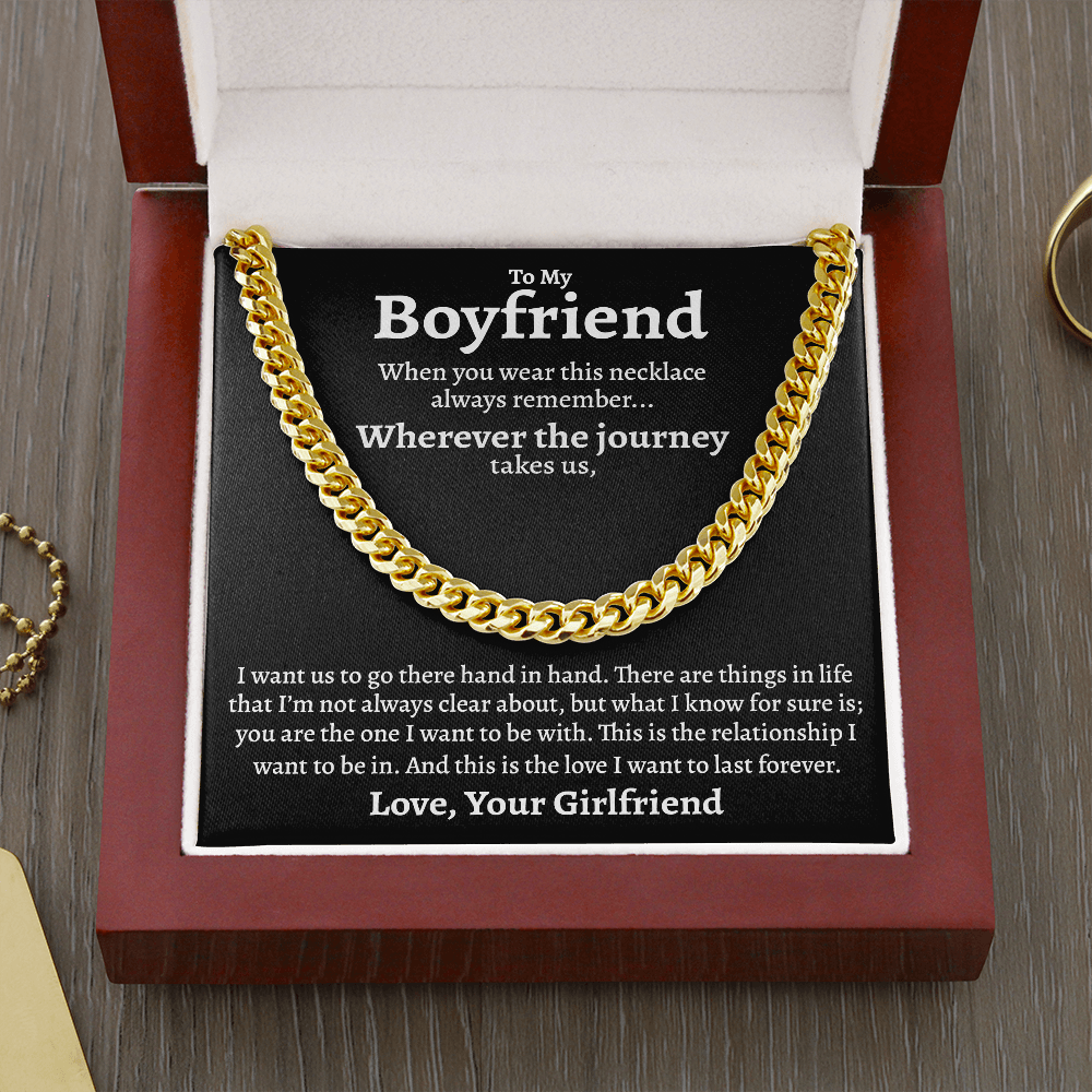 To My Boyfriend Cuban Link Chain, Gift for Boyfriend, Romantic Gift for Him, Christmas Birthday Valentines Day for Men