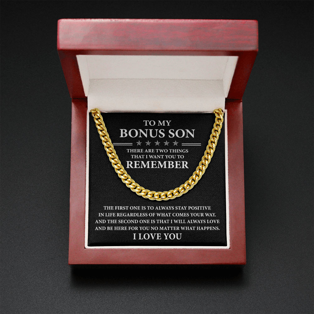 To My Bonus Son | Stay Positive | Cuban Link Chain Necklace