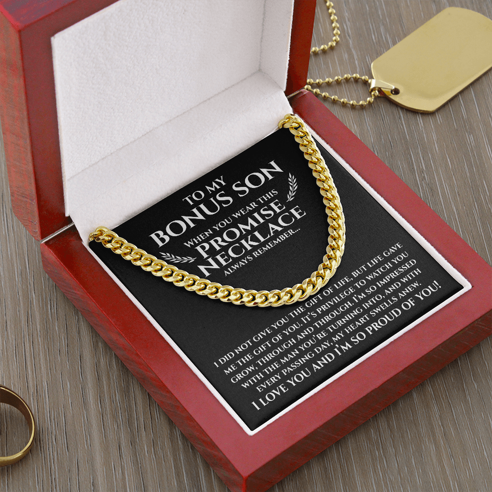 To My Bonus Son | Proud Of You | Cuban Link Chain Necklace