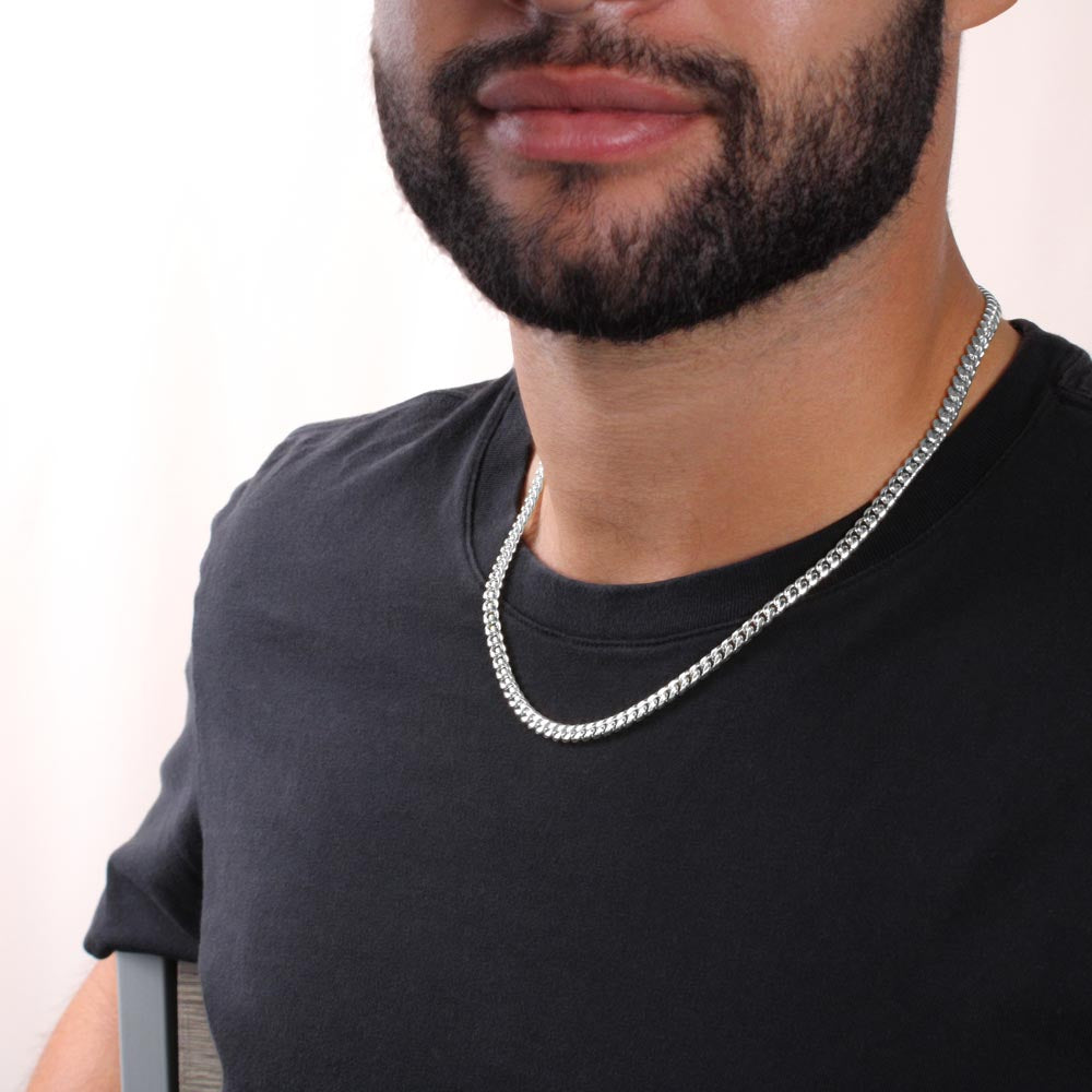 To My Man My One True Love Cuban Link Chain Necklace, Gift for Him, Husband Boyfriend Gift, Christmas Gift for Men