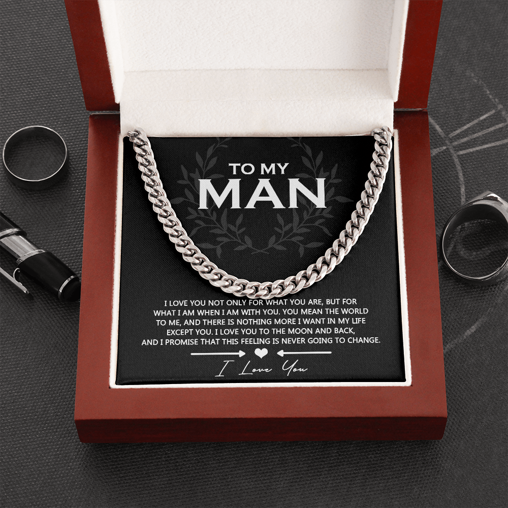 To My Man Cuban Link Chain Necklace, Gift for Man, Christmas Gift for Husband, Boyfriend Gift Ideas