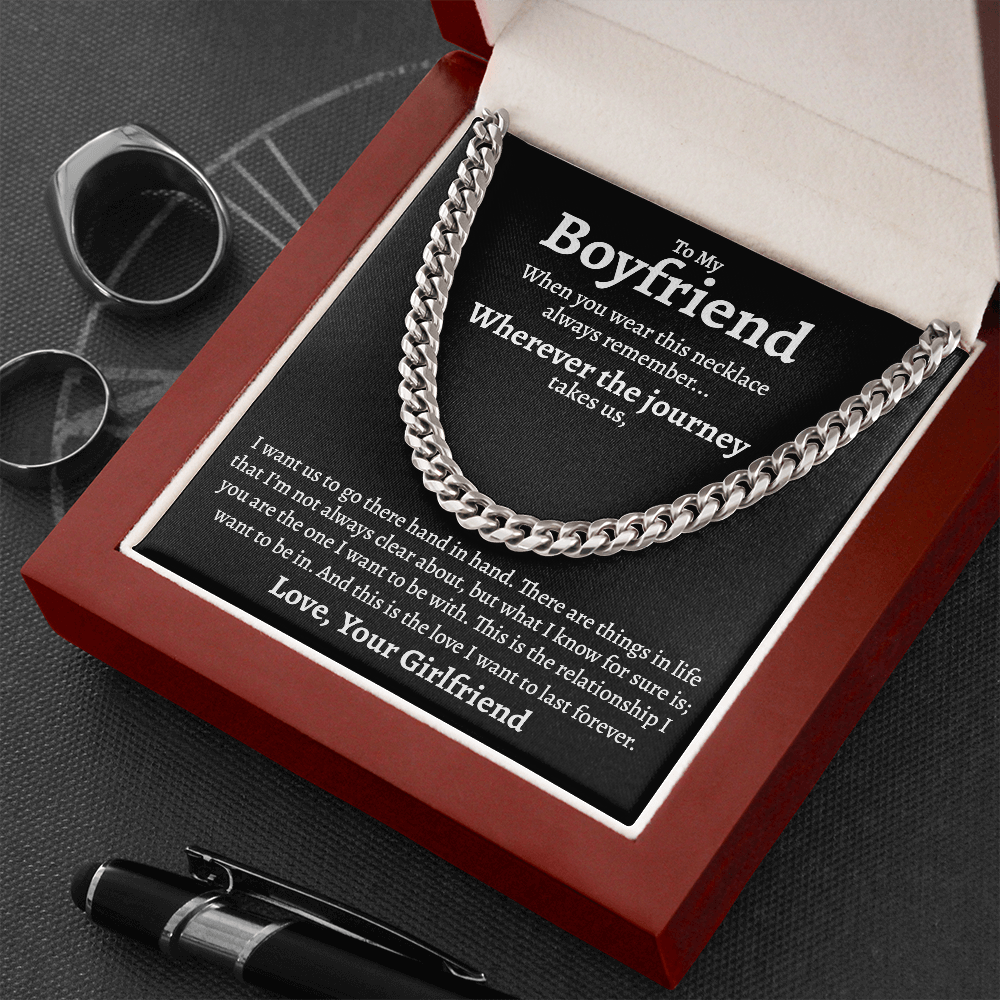 To My Boyfriend Cuban Link Chain, Gift for Boyfriend, Romantic Gift for Him, Christmas Birthday Valentines Day for Men