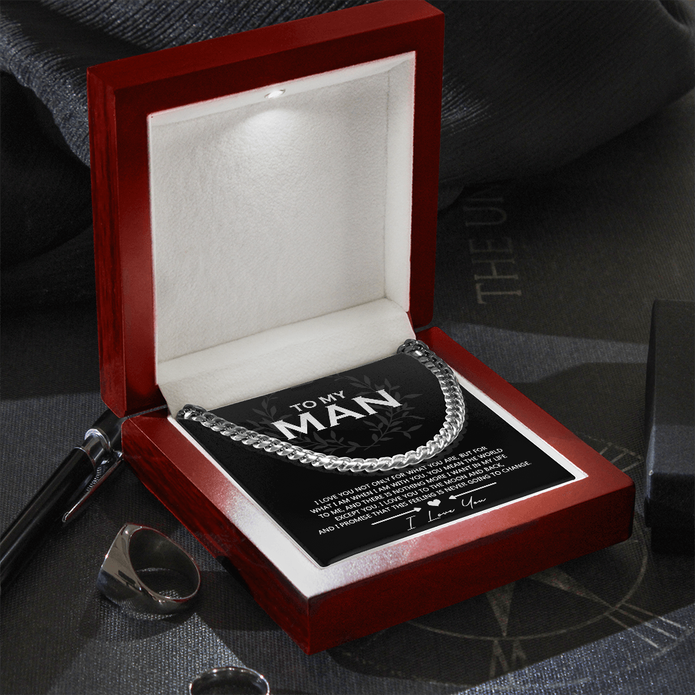 To My Man Cuban Link Chain Necklace, Gift for Man, Christmas Gift for Husband, Boyfriend Gift Ideas