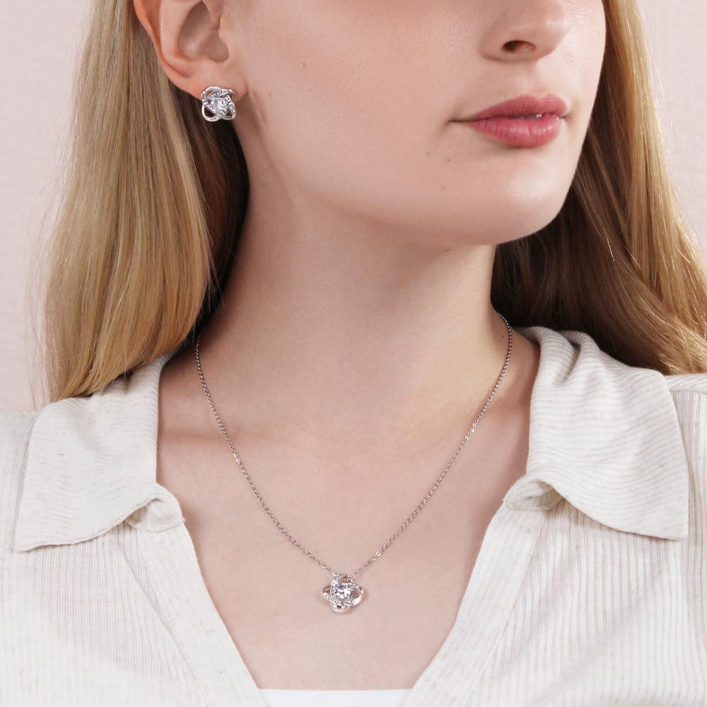 To My Beautiful Daughter | Always keep me in your heart | Love Knot Earring & Necklace Set