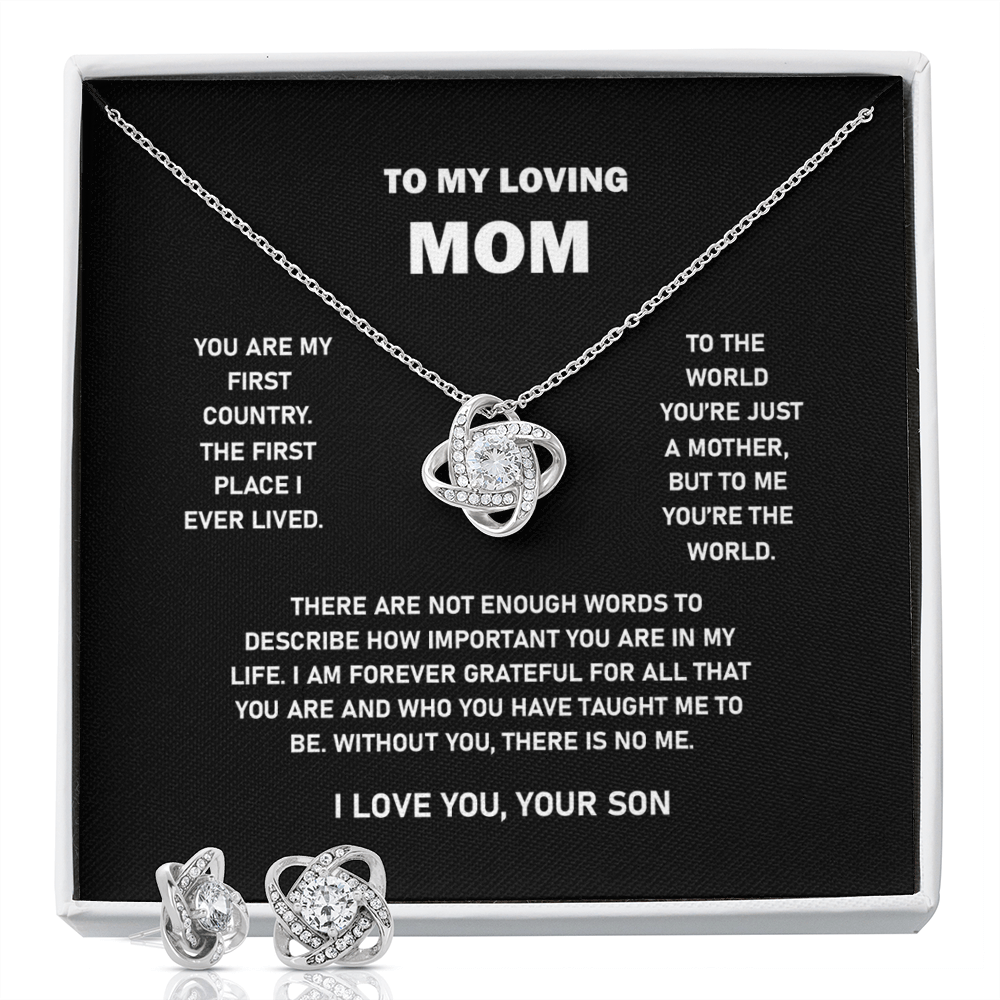 To My Loving Mom | I Love You | Love Knot Necklace