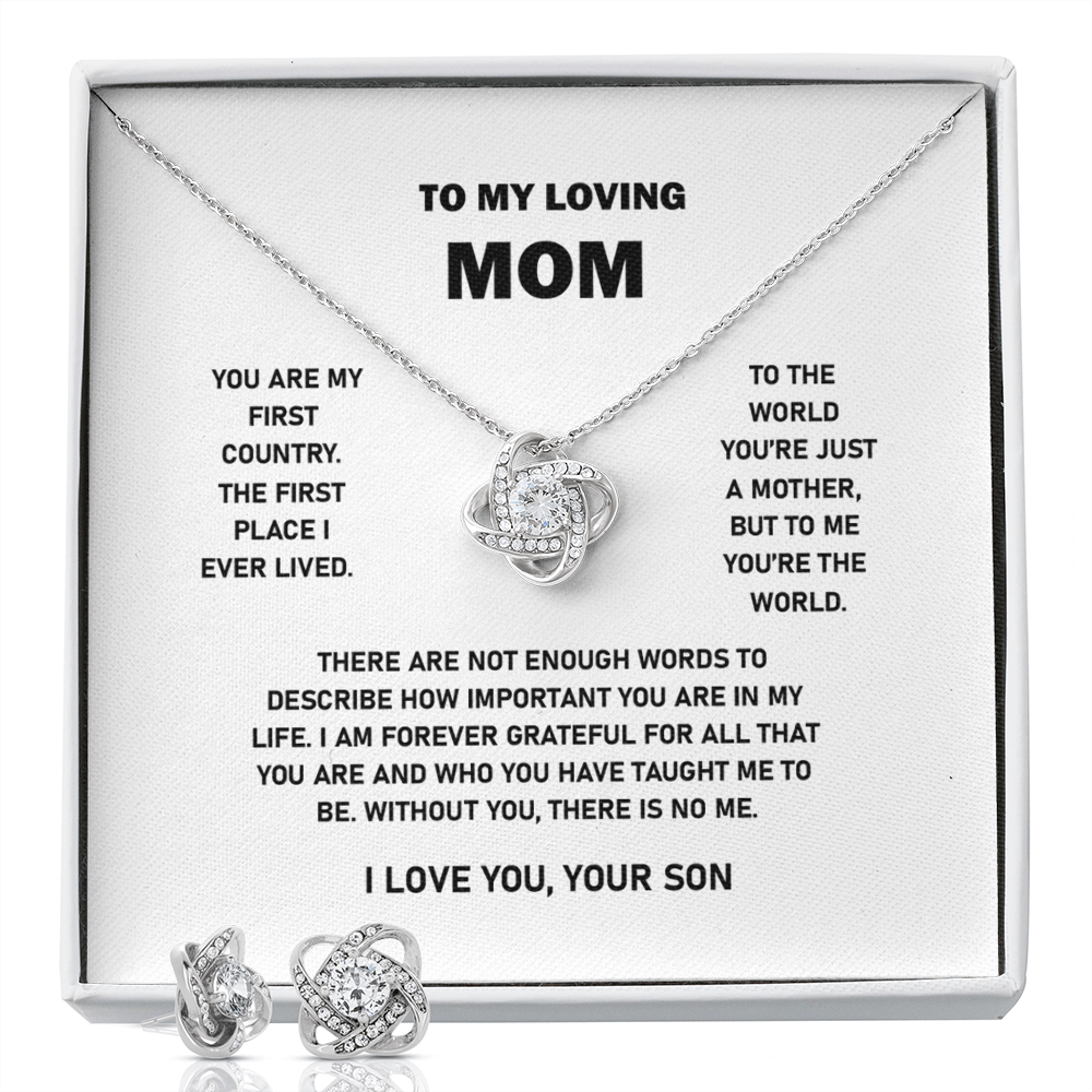 To My Loving Mom | I Love You | Love Knot Necklace