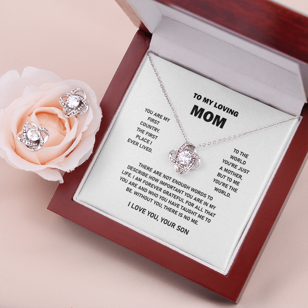 To My Loving Mom | I Love You | Love Knot Necklace