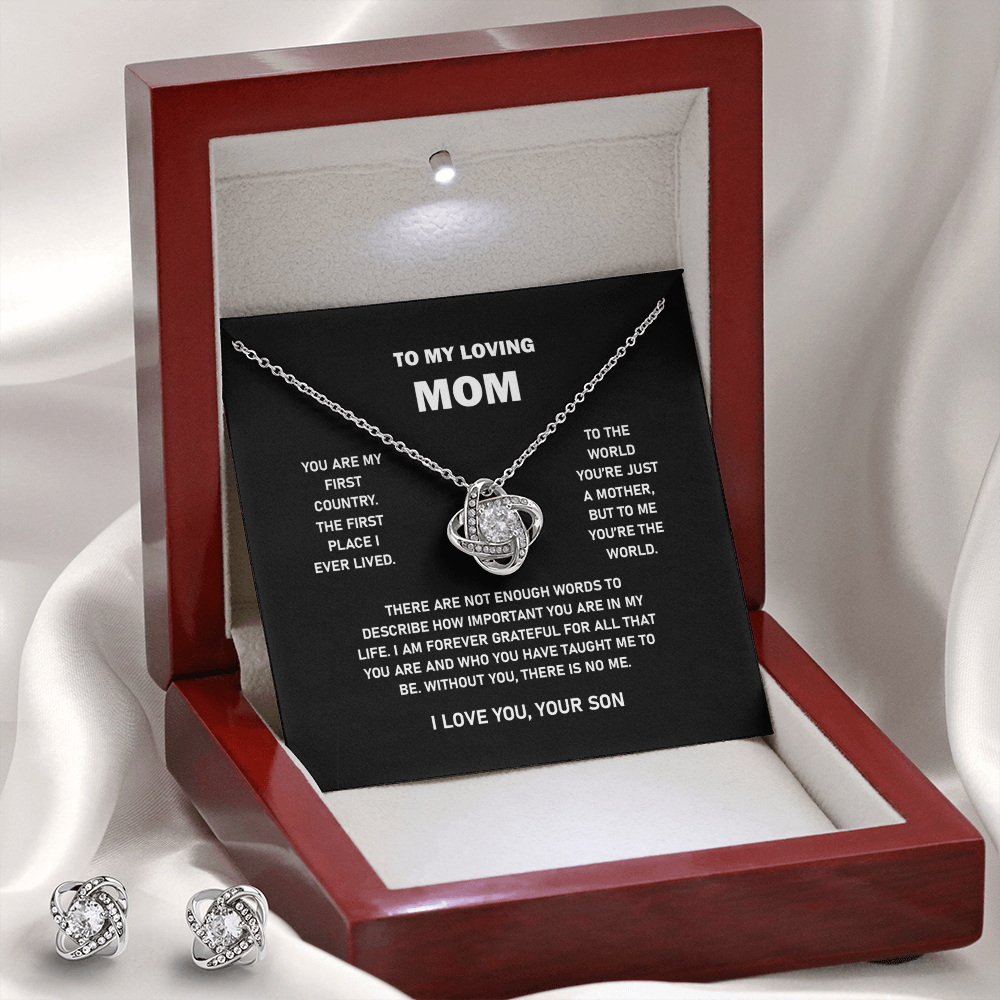 To My Loving Mom | I Love You | Love Knot Necklace