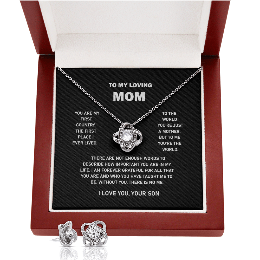 To My Loving Mom | I Love You | Love Knot Necklace