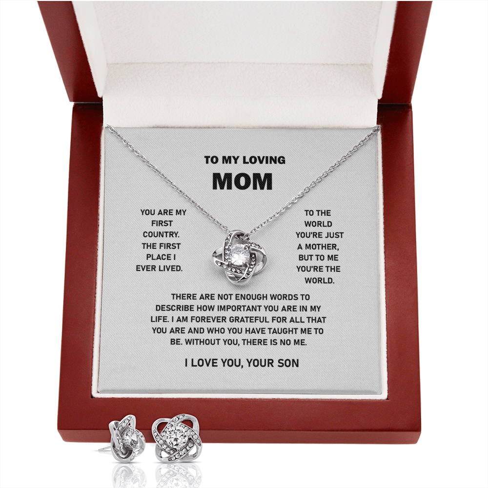To My Loving Mom | I Love You | Love Knot Necklace