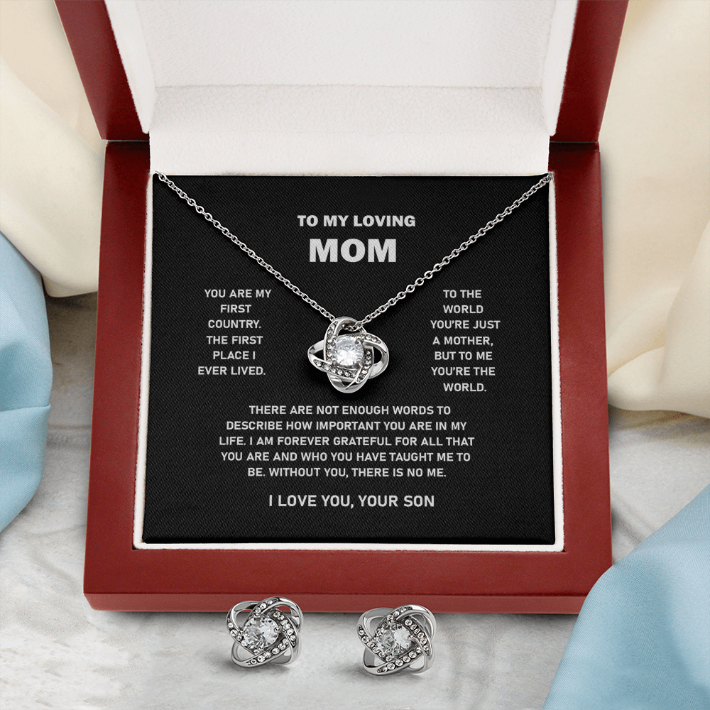 To My Loving Mom | I Love You | Love Knot Necklace