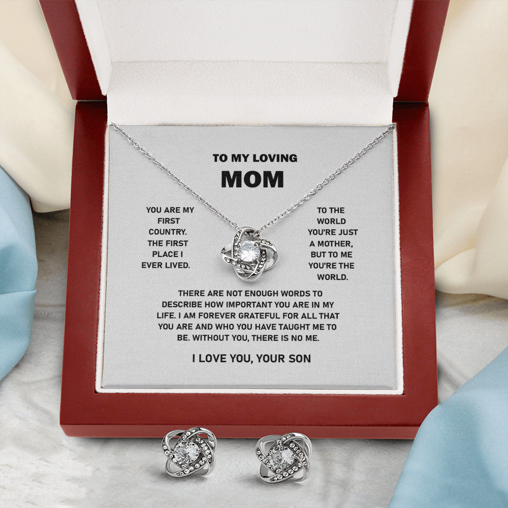 To My Loving Mom | I Love You | Love Knot Necklace