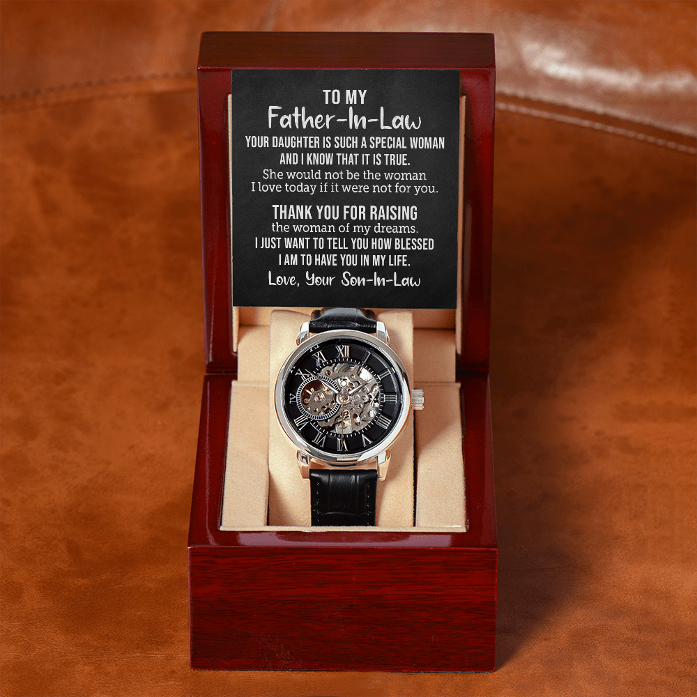 Father-In-Law | Thank You For Raising | Openwork Automatic Watch