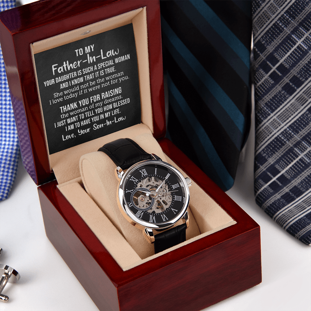 Father-In-Law | Thank You For Raising | Openwork Automatic Watch