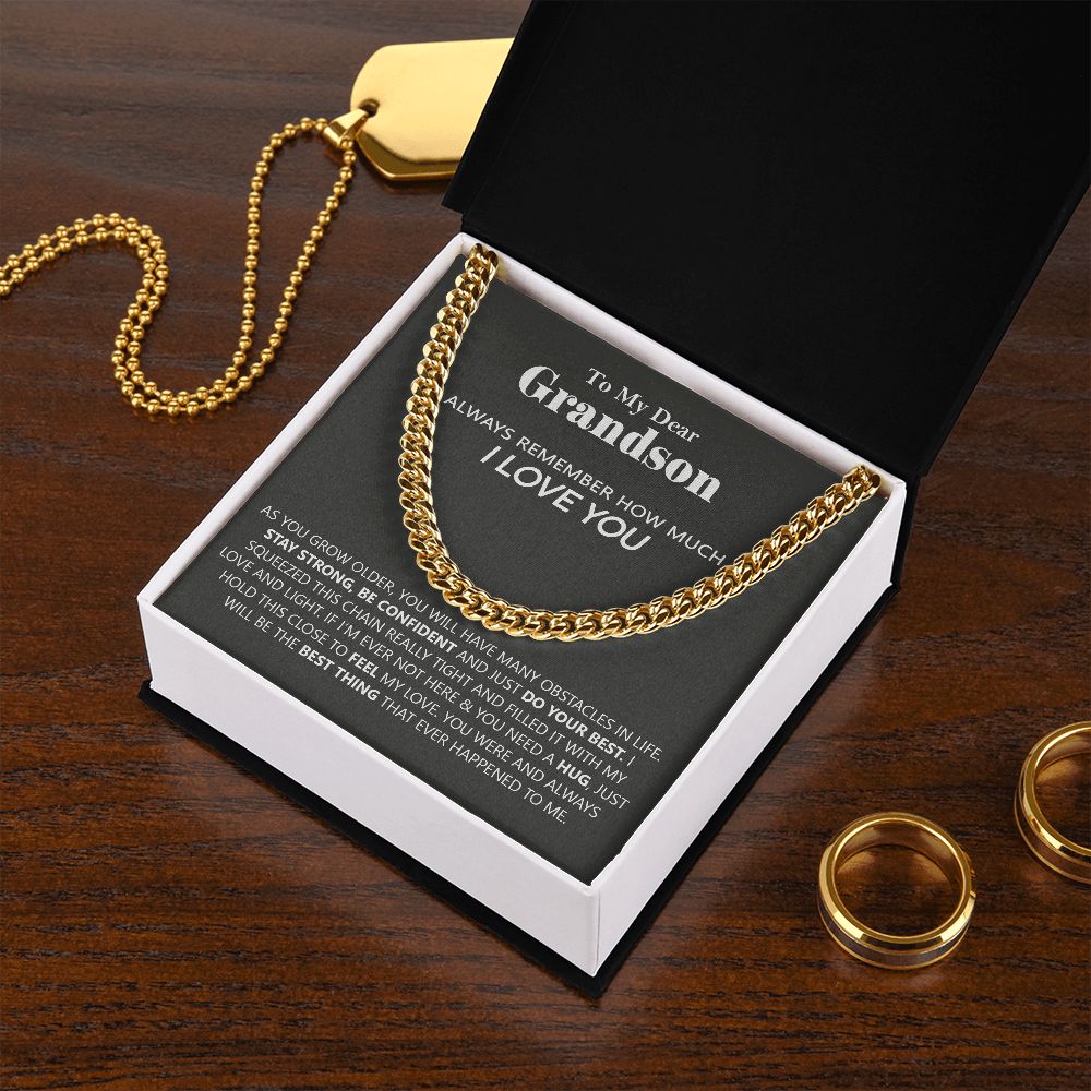 My Dear Grandson | Stay Strong | Gift For Grandson | Cuban Link Chain