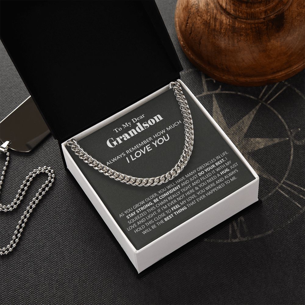 My Dear Grandson | Stay Strong | Gift For Grandson | Cuban Link Chain