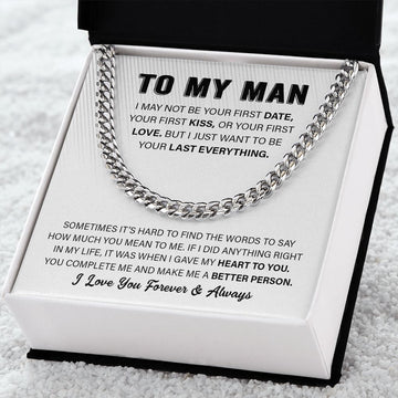 To My Man Cuban Link Chain Necklace | Heart To You | Unique Gift for Husband - Boyfriend