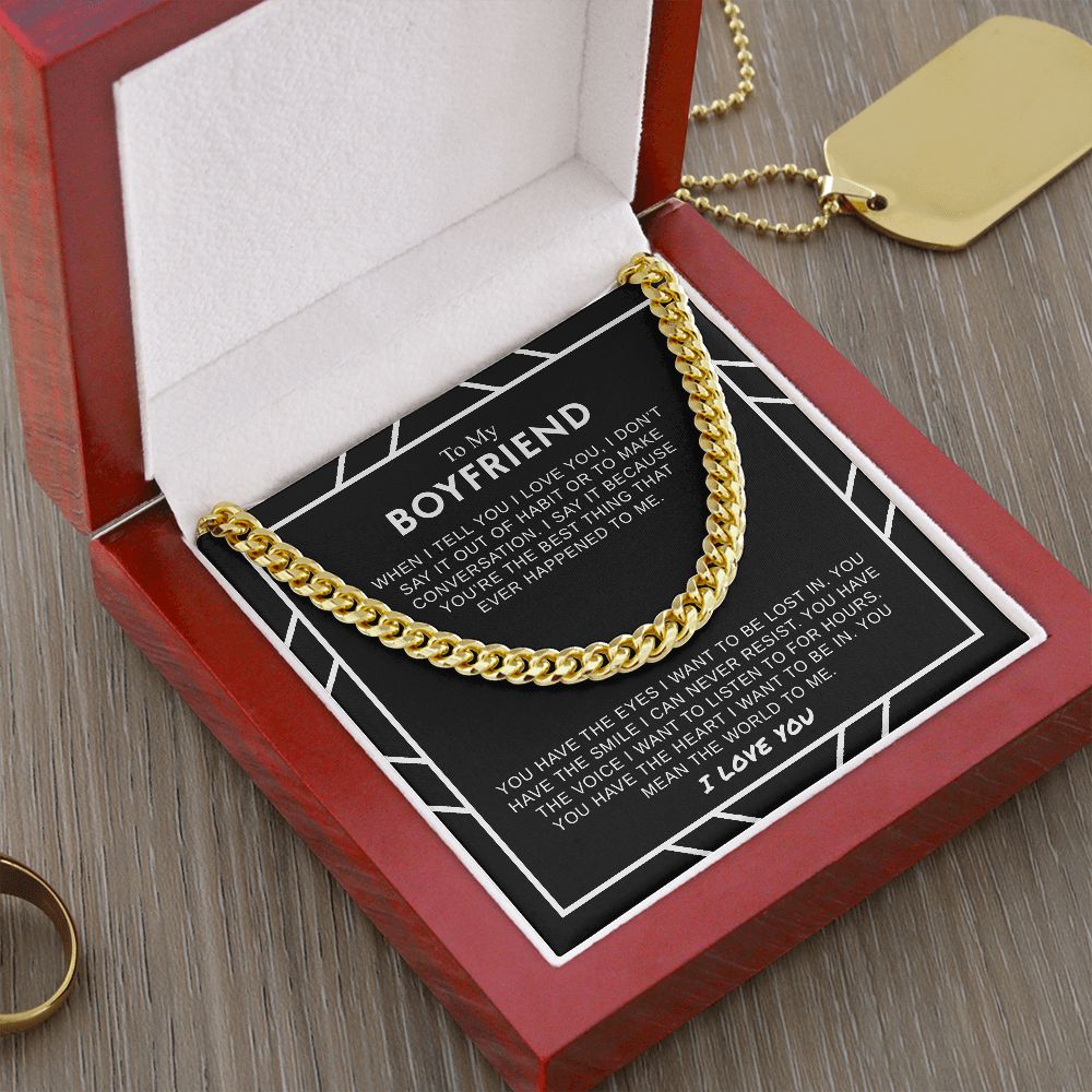 To My Boyfriend | The World To Me | Cuban Link Chain | Gift For Boyfriend