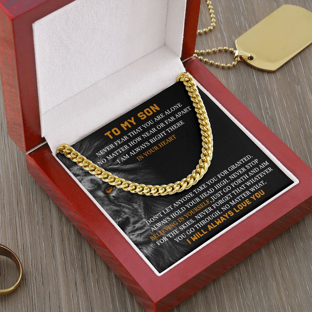 To My Son - Hold Your Head High, Cuban Link Chain Gift