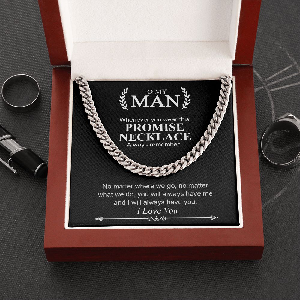 To My Man | Promise Necklace Always Remember | Cuban Link Chain Necklace