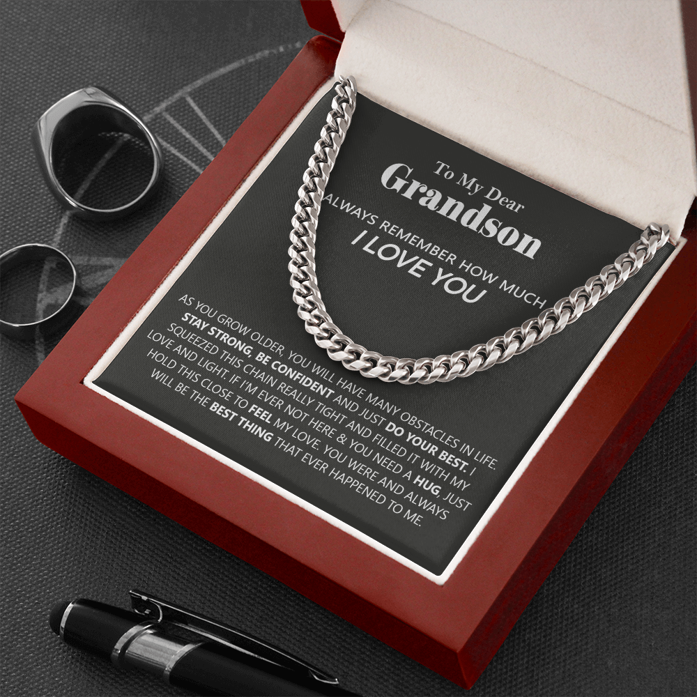 My Dear Grandson | Stay Strong | Gift For Grandson | Cuban Link Chain