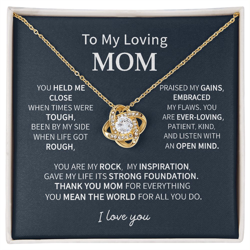 Mom You Are My Rock, Love Knot Necklace, Christmas Gift for Mom