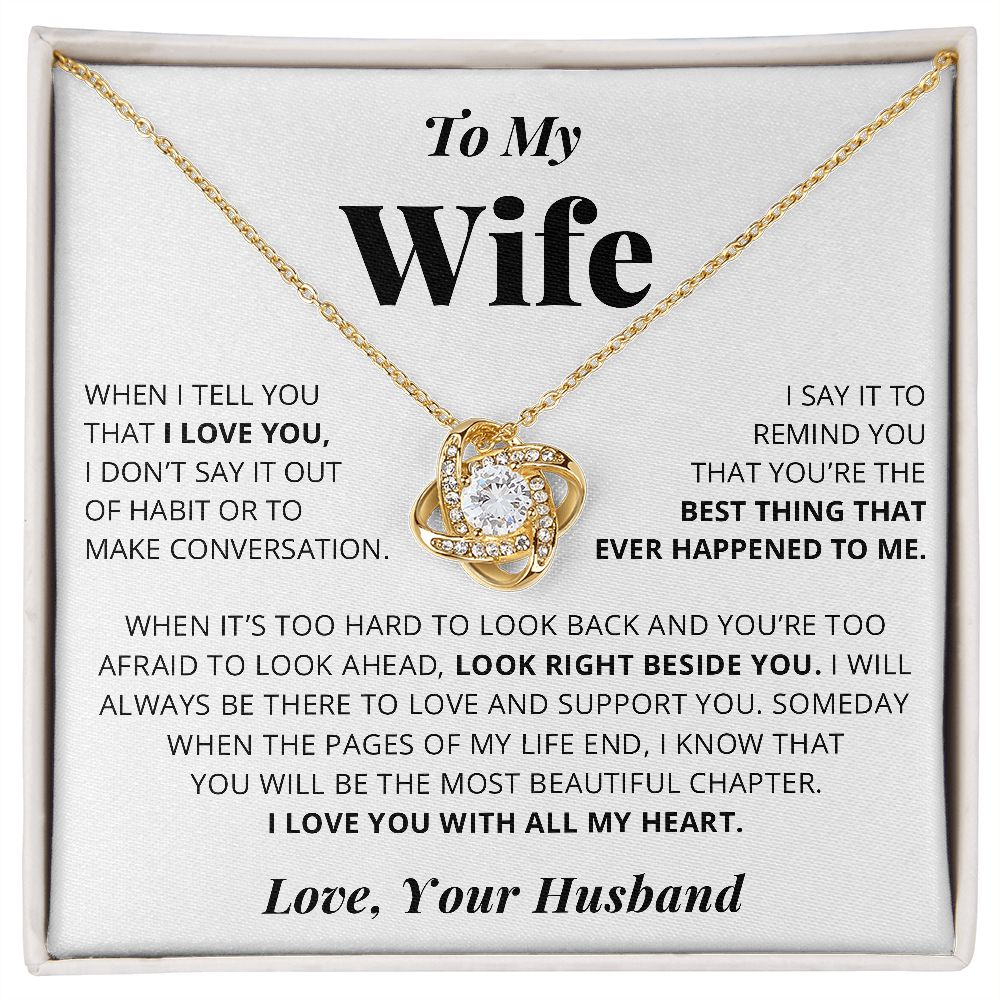 To My Wife | I Love You With All My Heart | Love Knot Necklace