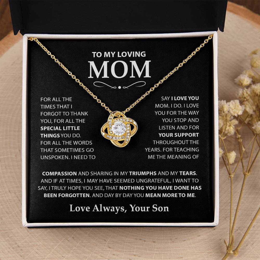 Mom Gift "Special Little Things" Knot Necklace From Son