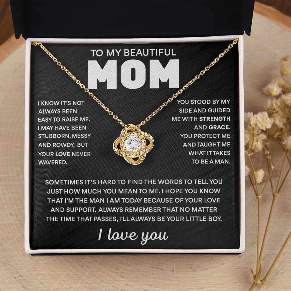 To My Mom - Always Your Little Boy - Love Knot Necklace Gift for Mom