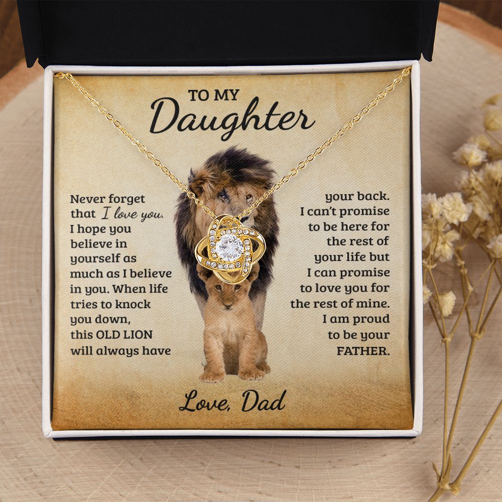 To My Daughter | Old Lion | Love Knot Necklace | Gift for Daughter from Dad