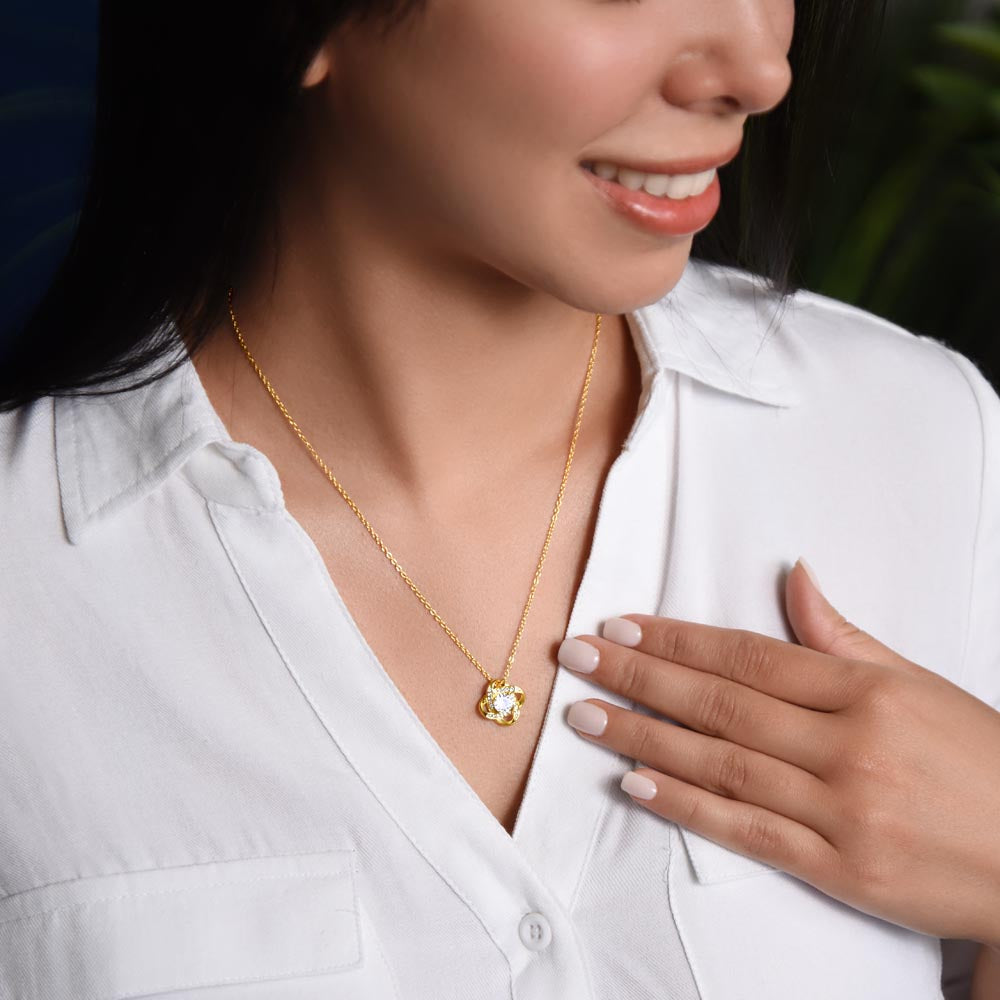 To My Lovely Daughter, Follow Your Dreams, Love Knot Necklace, Gift For Daughter From Dad