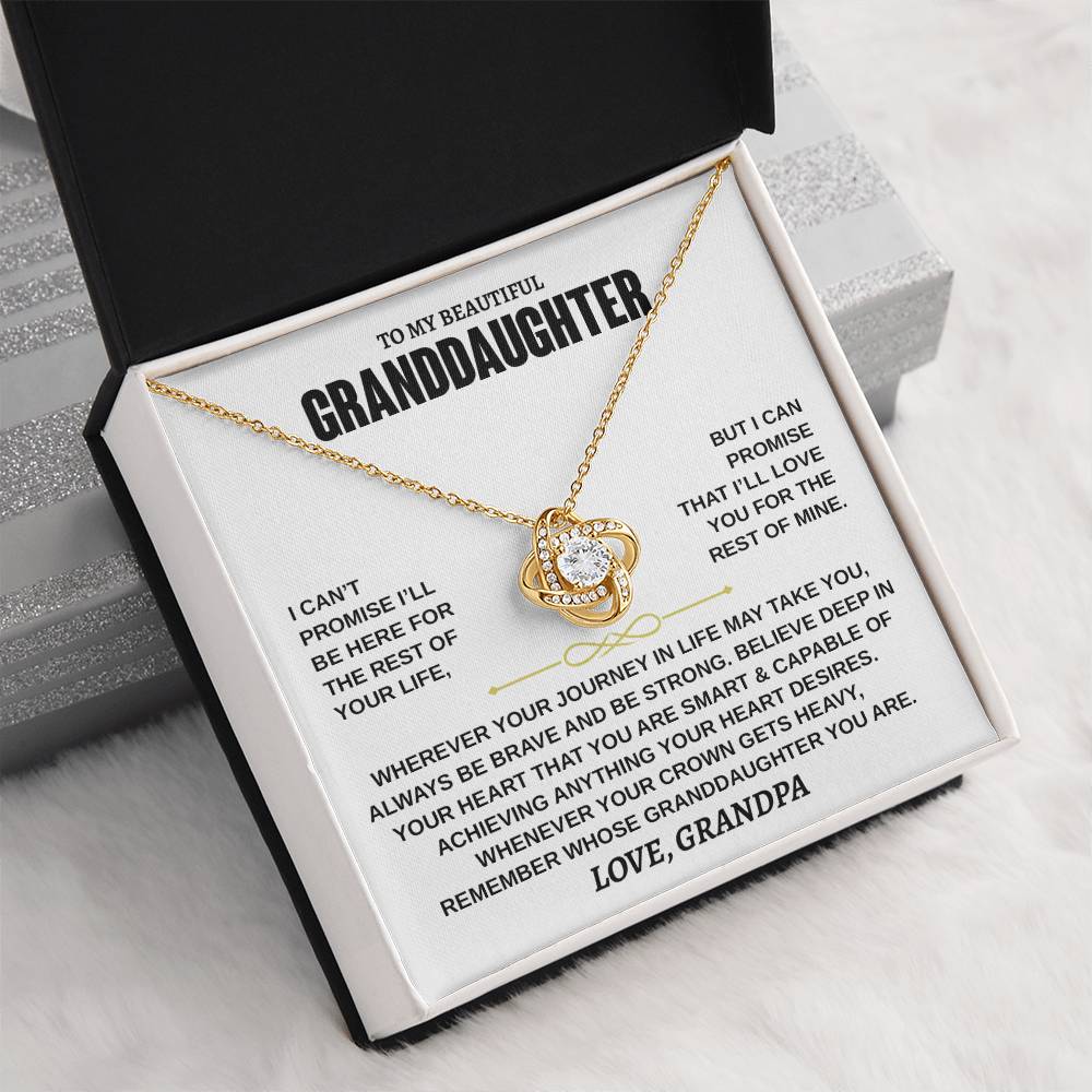 Granddaughter Be Brave And Be Strong, Love Knot Necklace, Christmas Gift Idea For Granddaughter