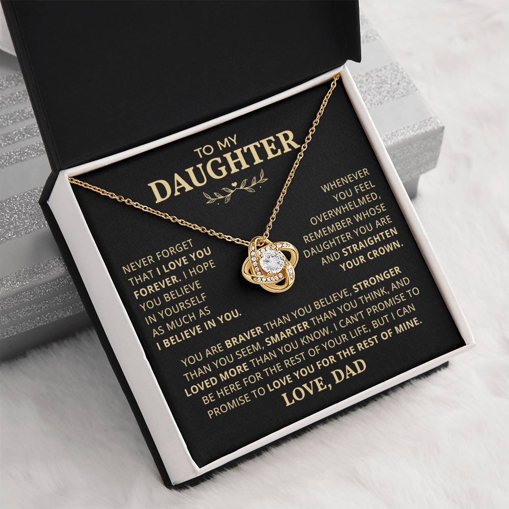 Daughter You Are Braver, Love Knot Necklace, Christmas Gift Idea For Daughter
