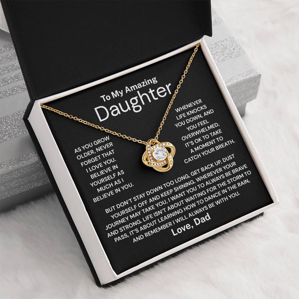 Amazing Daughter Always Be With You, Gift Idea For Daughter From Dad, Love Knot Necklace