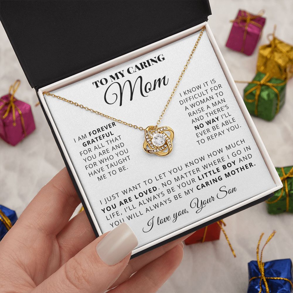 Mom You Are Loved, Love Knot Necklace, Gift For Mom From Son, Mother Christmas Gift Idea