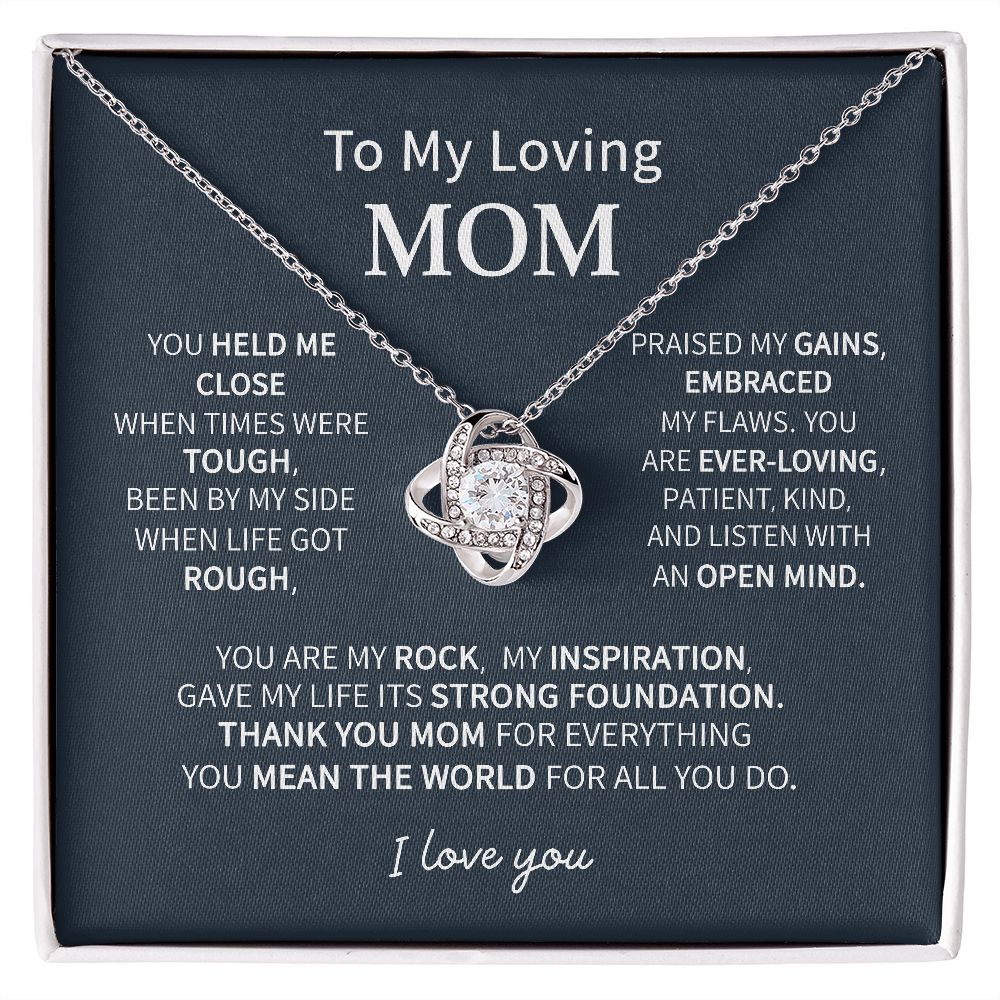 Mom You Are My Rock, Love Knot Necklace, Christmas Gift for Mom