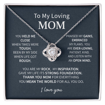 Mom You Are My Rock, Love Knot Necklace, Christmas Gift for Mom