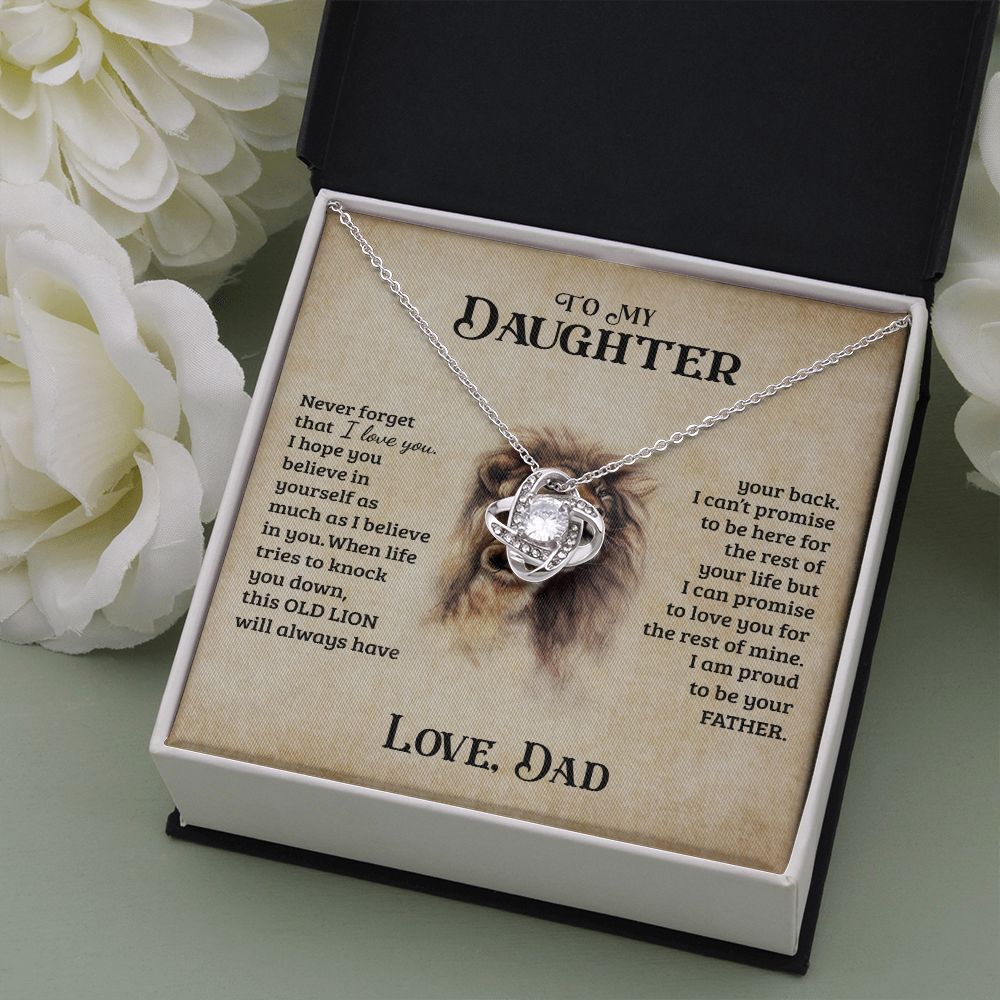 To My Daughter | This Old Lion Will Always Have Your Back | Love Knot Necklace | Gift For Daughter From Dad