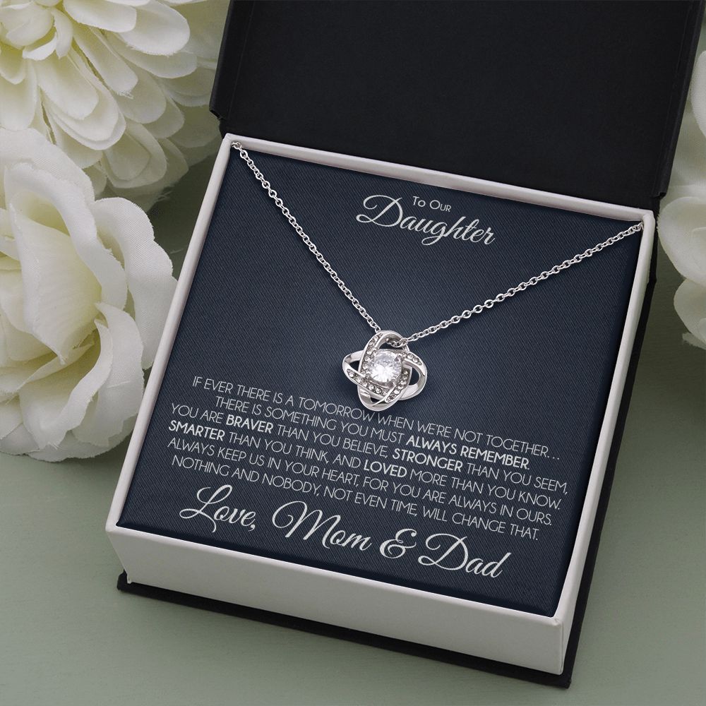 To Our Daughter | You're Always In Our Heart | Love Knot Necklace | Gift For Daughter From Mom & Dad