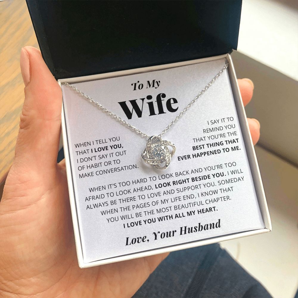 To My Wife | I Love You With All My Heart | Love Knot Necklace
