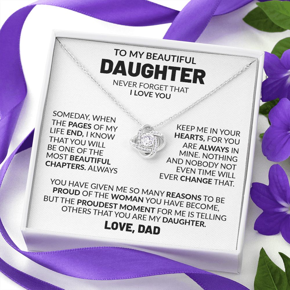 To My Beautiful Daughter - I Proud That You Are My Daughter, Love Knot Necklace