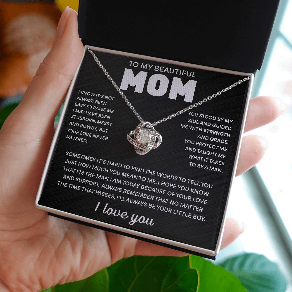 To My Mom - Always Your Little Boy - Love Knot Necklace Gift for Mom