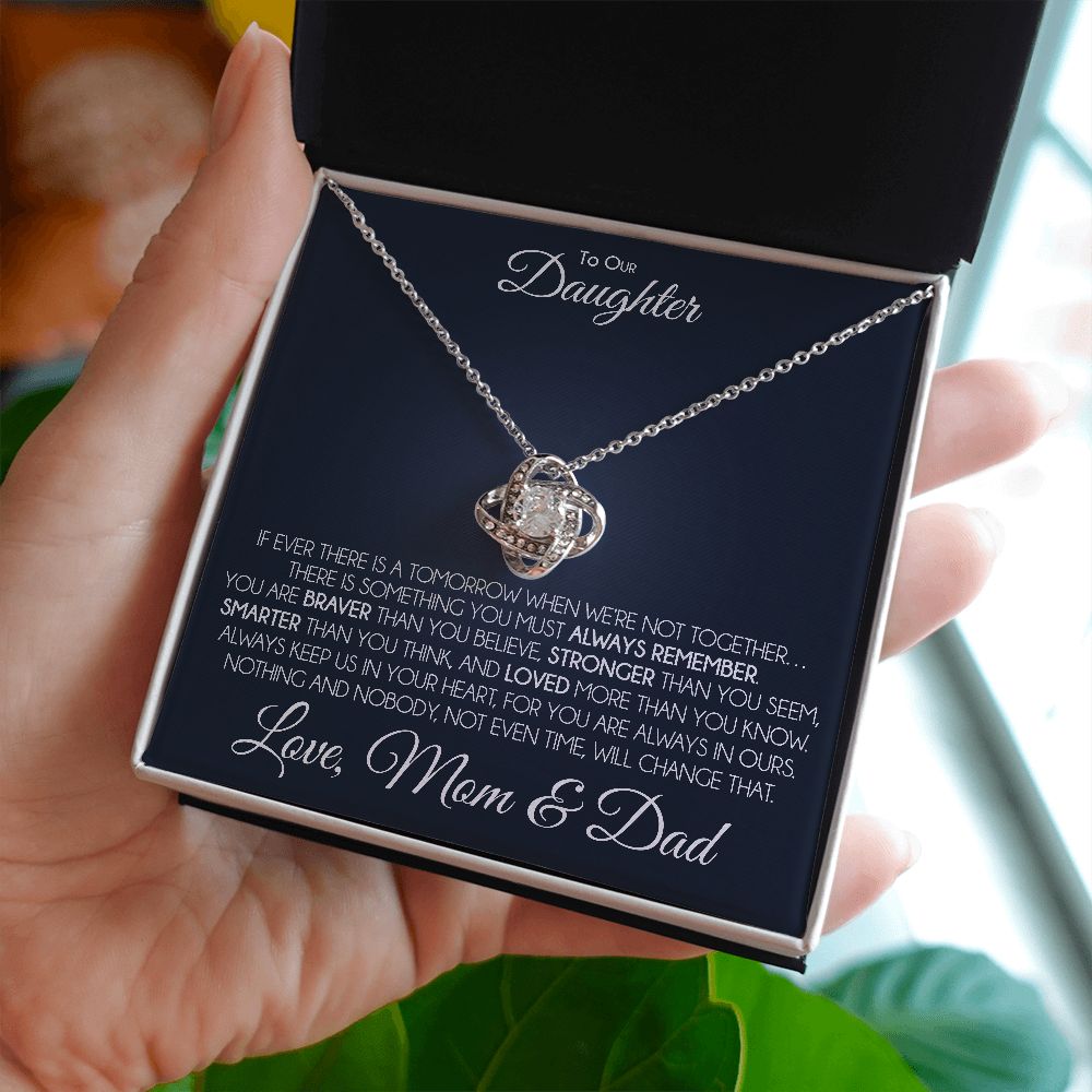 To Our Daughter | You're Always In Our Heart | Love Knot Necklace | Gift For Daughter From Mom & Dad