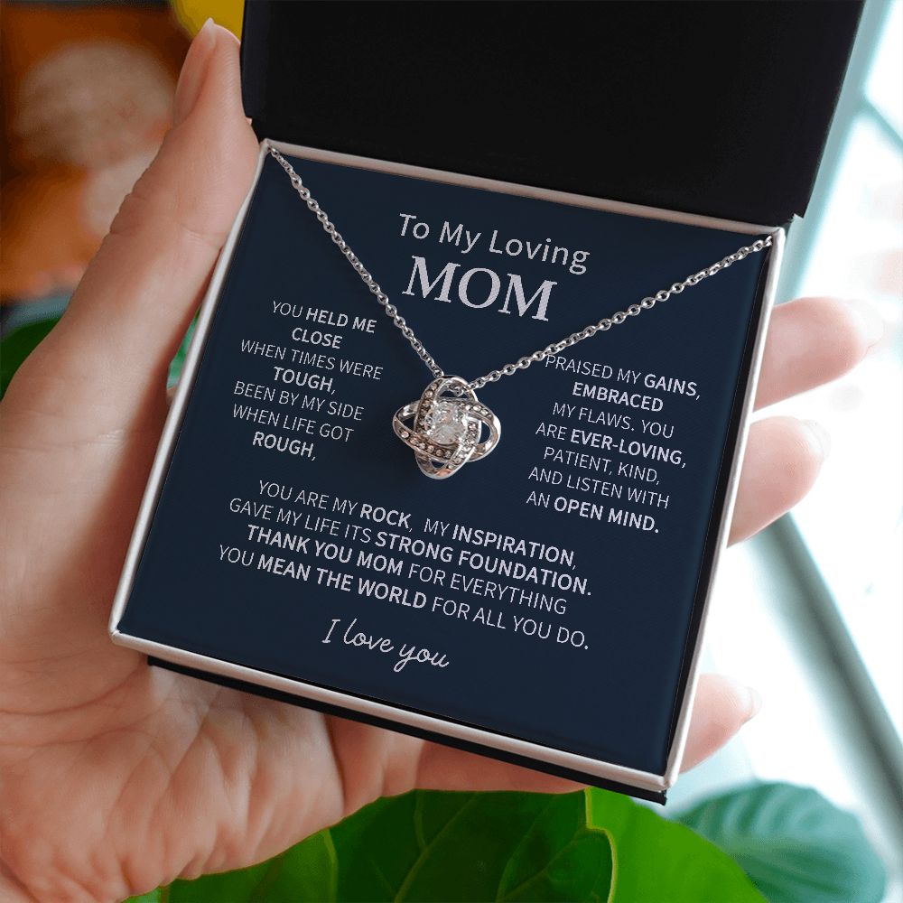 Mom You Are My Rock, Love Knot Necklace, Christmas Gift for Mom